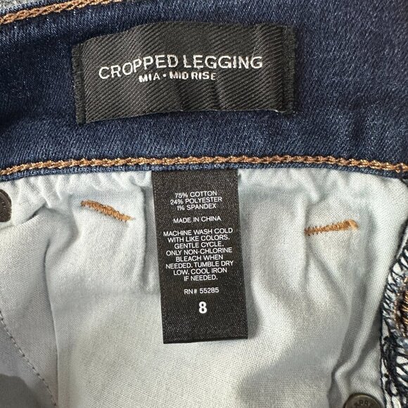 Express Jeans Womens 8 Cropped Legging Mia Mid Rise Dark Wash Cotton Stretch - Picture 5 of 8